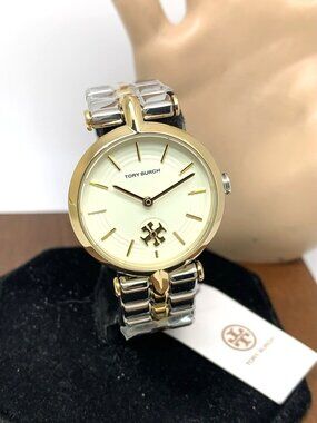 Tory Burch Women's Watch TBW2044 Quartz Cream Dial Two Tone Stainless Steel 30mm